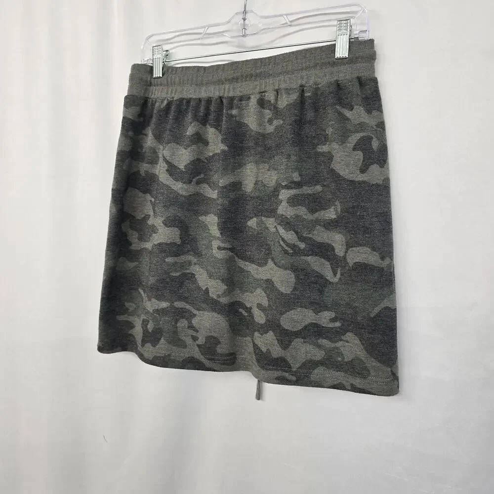 Jane & Delancey Skirt Women's L Green Camo Elastic Waist Drawstring Pockets